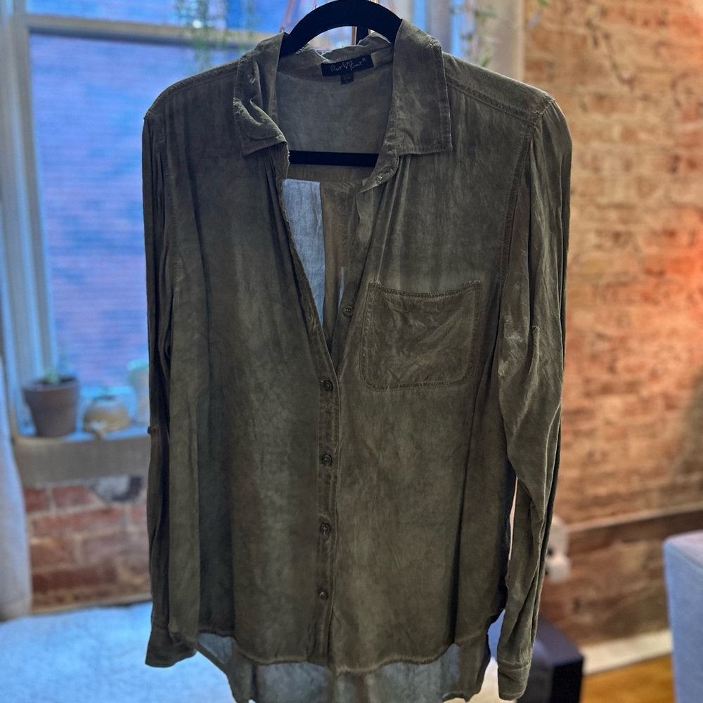 Olive Green Button-Up Shirt